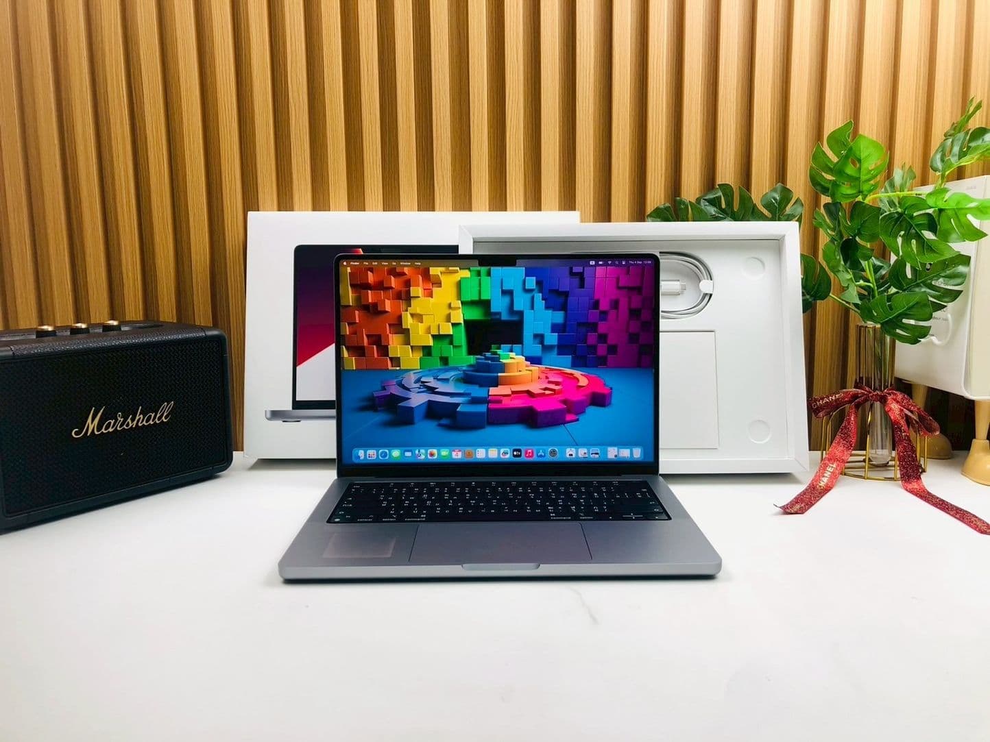 ແມັກບຸກໂປຣ  14 ນີ້ວ M1Pro Ram16GB SSD512GB ສີເທົາ ມຶສອງ KD