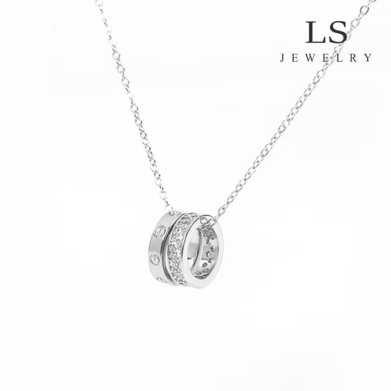 jewelry สร้อยคอทองคำขาว สร้อยคอแฟชั่น สร้อยคอผู้หญิง จี้เงิน จี้พระเครื่อง สร้อยคอคู่ เครื่องประดับน่ารัก 712n(Sp-A013)