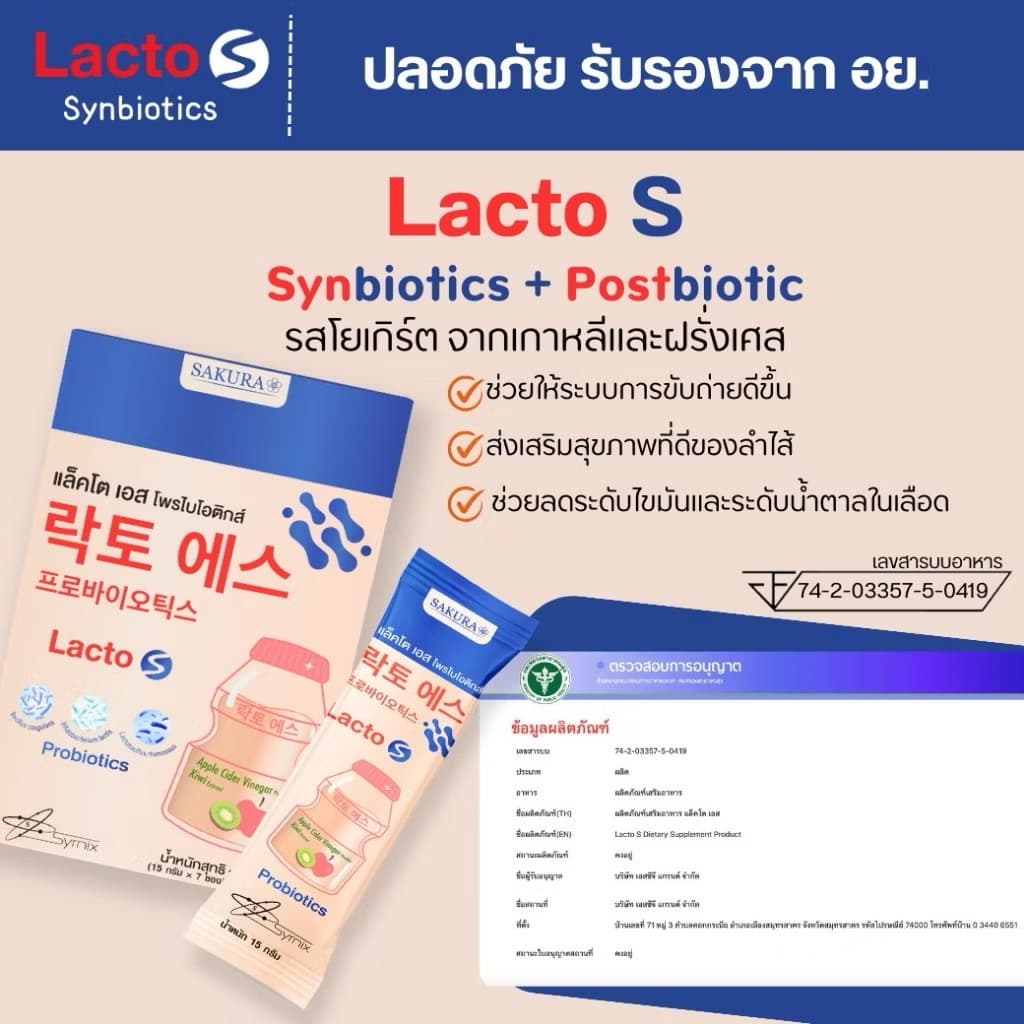 ￼⚡️Lacto S ແລັກໂຕເອສລົດໂຢເກິດ ຊິນໄບໂອຕິກ + ໂພລໄບໂອຕິກຈາກເກົາຫຼີແລະຝຣັ່ງເສດ ຂັບຖ່າຍດີ ຖ່າຍງ່າຍ ຖ່າຍສຸດ(sp-A013) - ภาพที่ 3