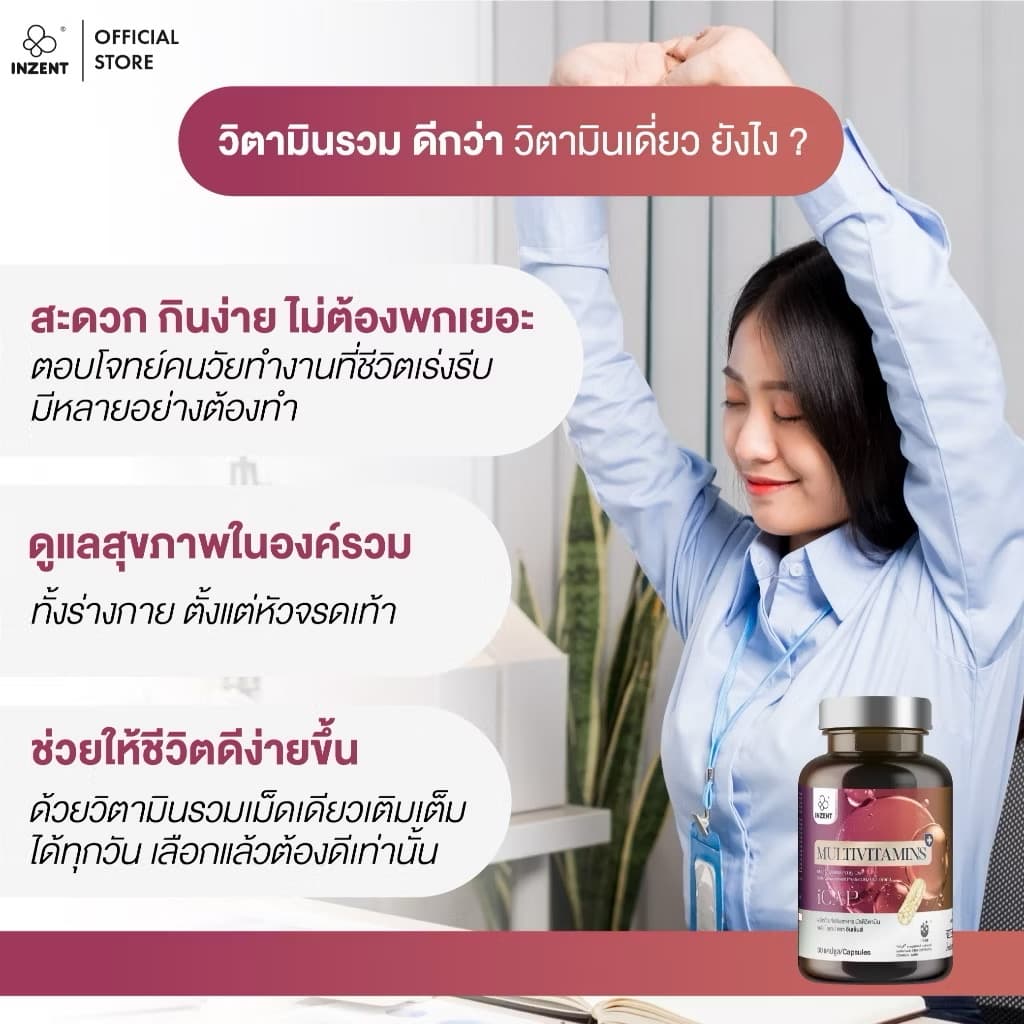 ￼[1แถม1] สูตรใหม่!Multivitamins plus+ icap มัลติวิตามินรวมเเร่ธาตุ  ตราอินเซ้นส์[A41](Sp-A013) - ภาพที่ 2