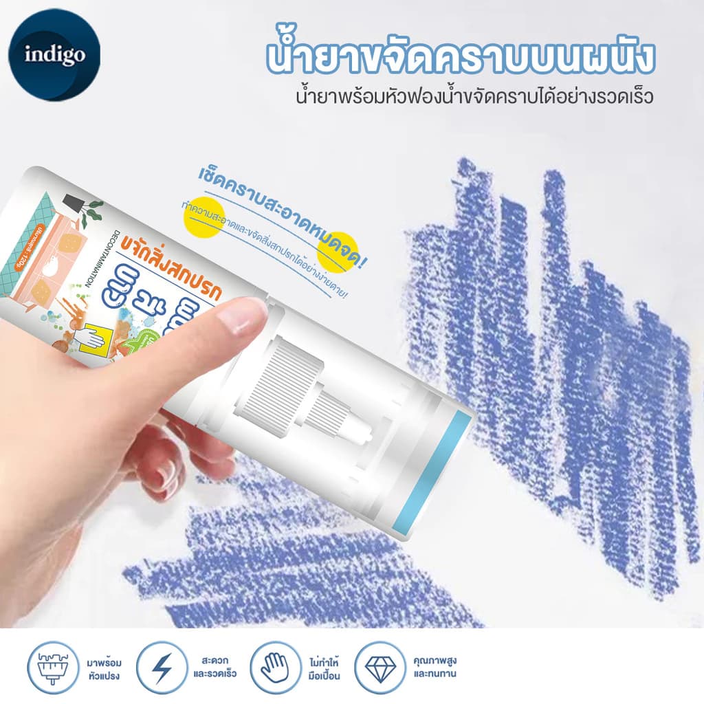 ນ້ຳຢາທຳຄວາມສະອາດຜະໜັງ ຄີມເຊັດຜະໜັງ ນ້ຳຢາກຳຈັດຄາບຜະໜັງ 120 ກຣັມ  ມາພ້ອມຟອງປັດນ້ຳຝົນ  SP-A001 - ภาพที่ 4