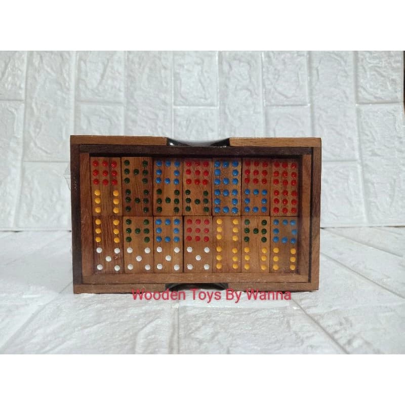 Domino, ເກມຄະແນນໄມ້, 9 ຄະແນນ, 4 ລະດັບ, 56 ຊິ້ນ Domino, ຂອງຫຼິ້ນໄມ້, ເຮັດດ້ວຍມື (Sp-A012)