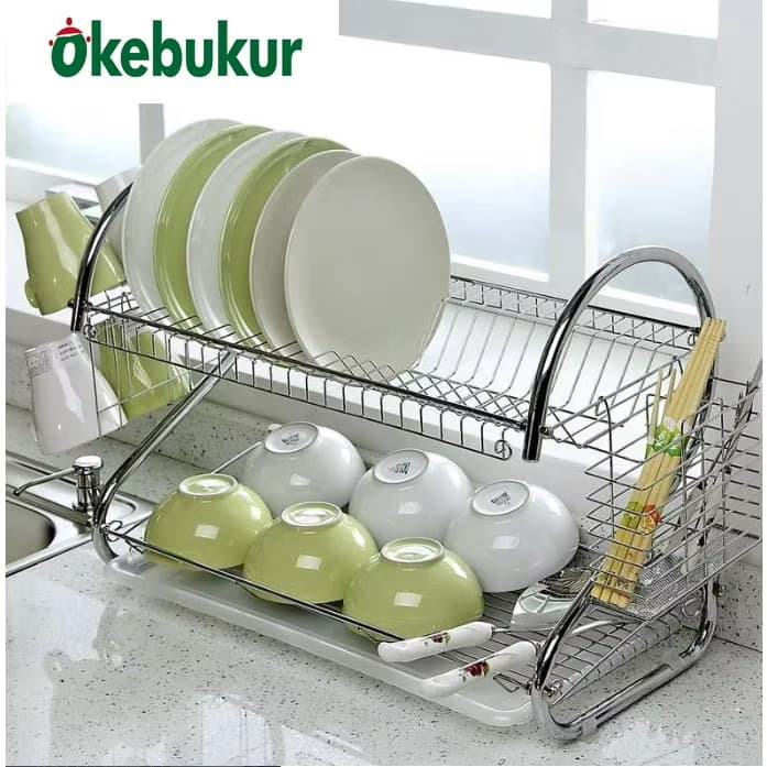 ບ່ອນວາງຈານສະແຕນເລດ2ຊັ້ນກັນນ້ຳ (SP-A014)