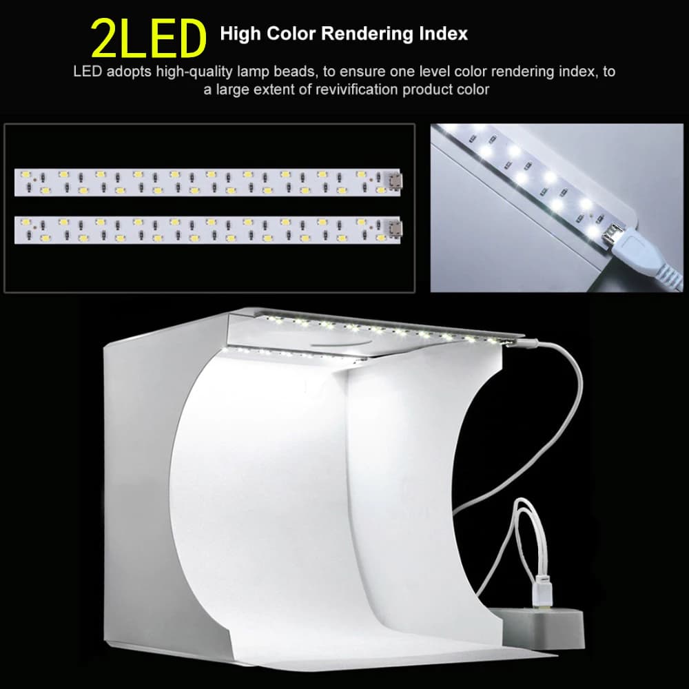 ກ່ອງຖ່າຍຮູບ Light box studio 2LED ມີພຶ້ນຫຼັງໃຫ້ມາ6ສີ ສາຍຄອນເທັ້ນຖ່າຍຮູບ SP-A002 - ภาพที่ 2