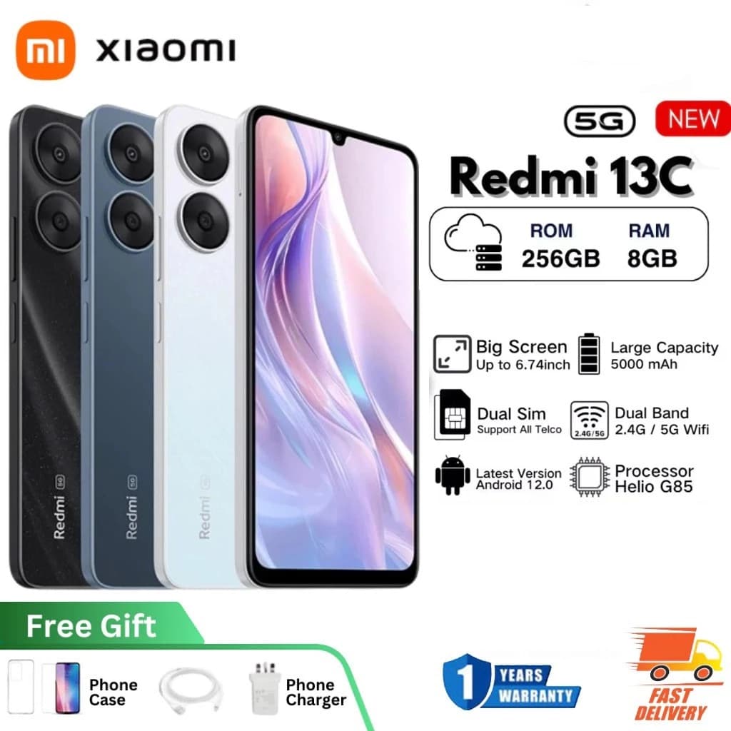 ໂທລະສັບ ຍີ່ຫຍໍ້ Xiaomi Redmi 13C 5G 8GB+256GB ຈໍກວ້າງ 6.5 ນີ້ວ ແບັດເຕີລີ້ 5000mAh (SP-A007) - ภาพที่ 2