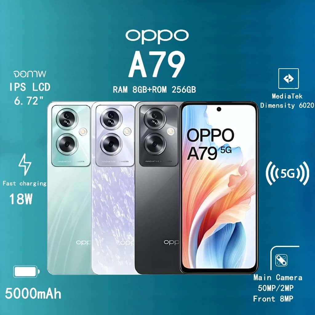 ໂທລະສັບ ຍີ່ຫຍໍ້ OPPO A79 5G 8GB+256GB ກວ້າງ 6.72 ນີ້ວ ແບັດເຕີລີ້ 5000mAh(SP-A007) - ภาพที่ 5