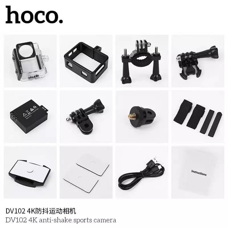 ກ້ອງ action cam Hoco DV102 ຄົມຊັດ 4k/60fps ຫນ້າຈໍຄູ່ມີລະບົບກັນສັ່ນ ມຸມມອງ 150ອົງສາ ສາຍລຸຍສາຍຄອນເທັ້ນ (SP-A002) - ภาพที่ 3